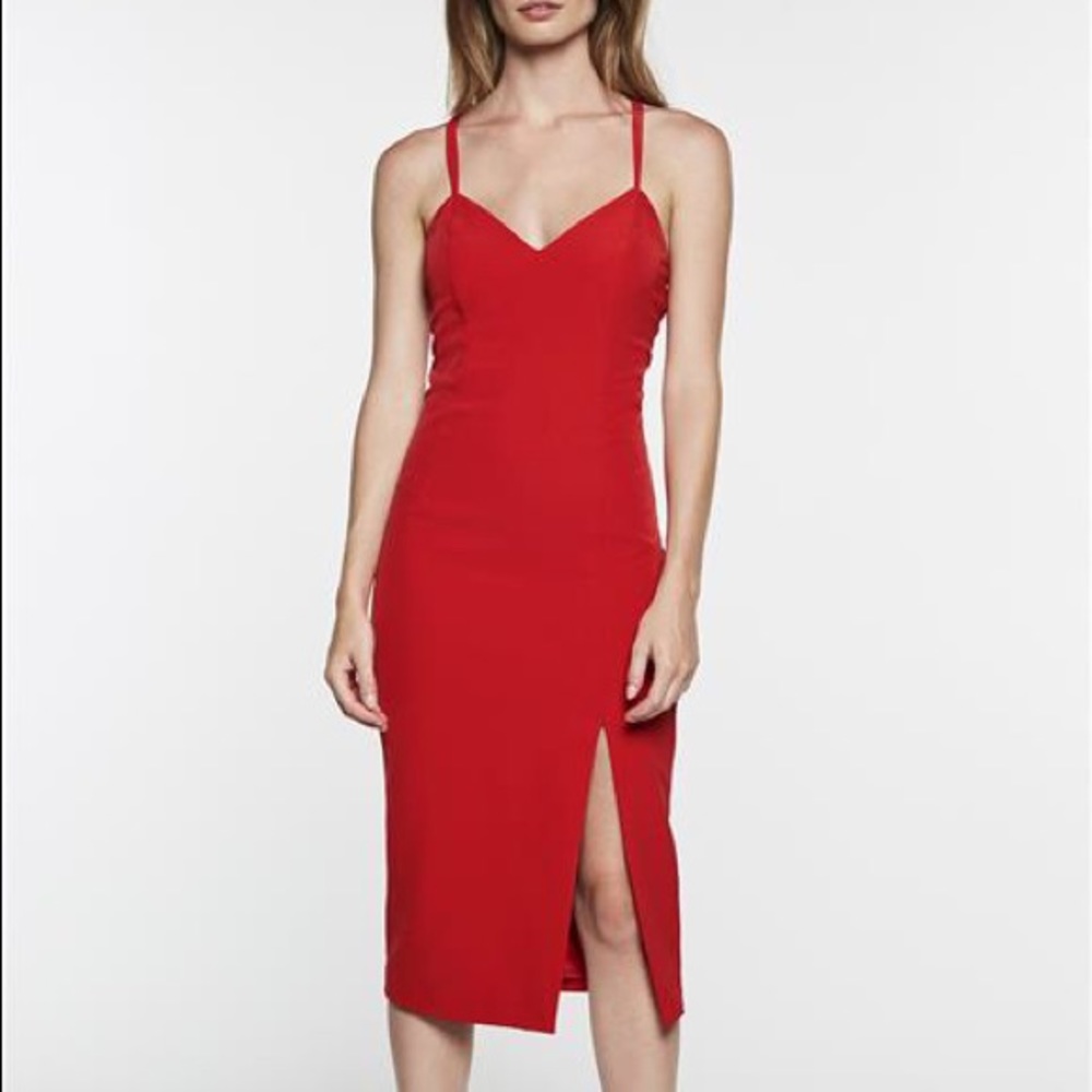 Bardot Red Cross Back Dress